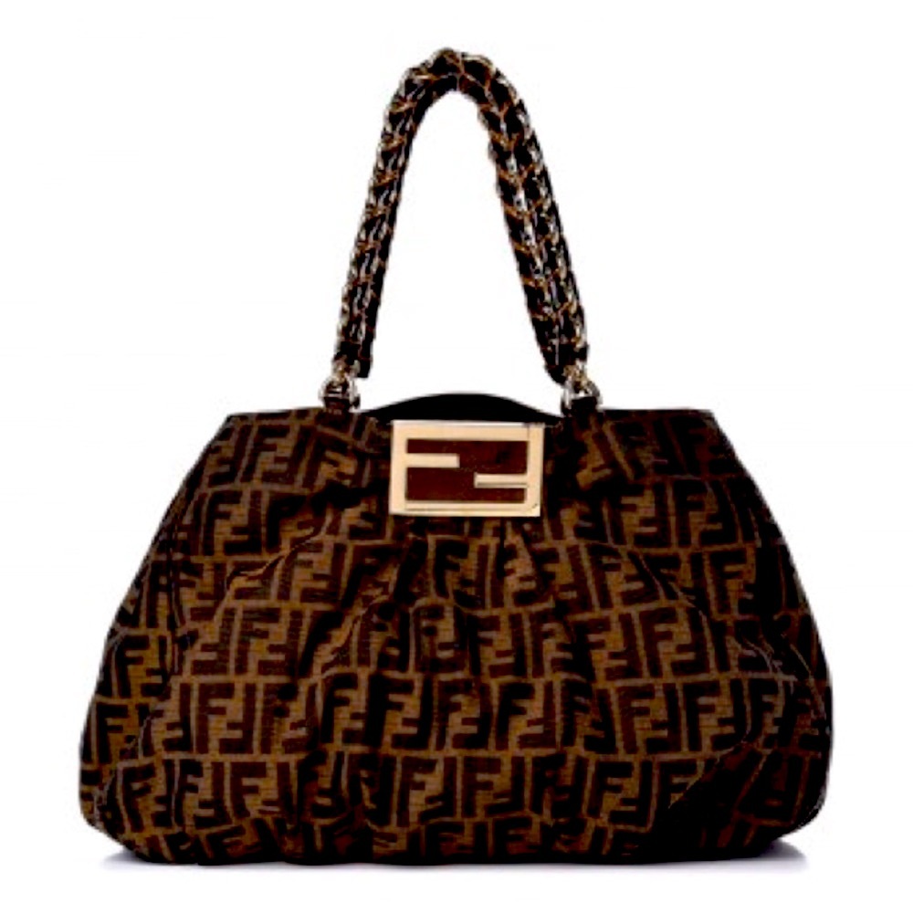 Fendi XL Canvas Zucca Print Mia Shoulder Bag Tobacco - Picture 10 of 13